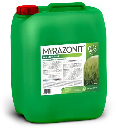 A MYRAZONIT inoculant canister — a living soil fertiliser